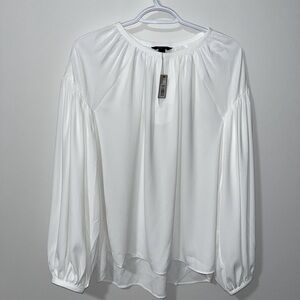 RW&CO White puff long sleeve blouse NWT